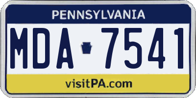 PA license plate MDA7541