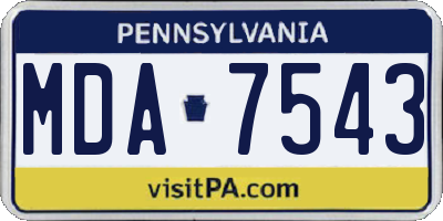 PA license plate MDA7543