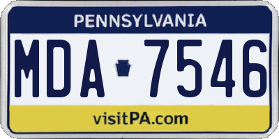 PA license plate MDA7546