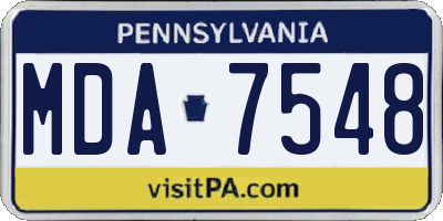 PA license plate MDA7548
