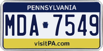 PA license plate MDA7549