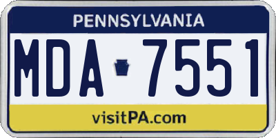 PA license plate MDA7551
