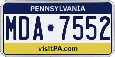 PA license plate MDA7552