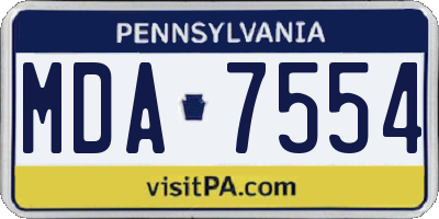 PA license plate MDA7554