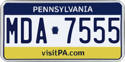 PA license plate MDA7555