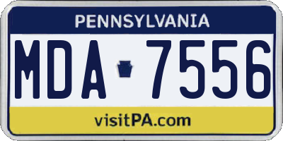 PA license plate MDA7556