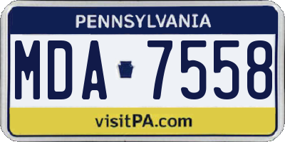 PA license plate MDA7558