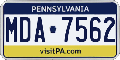 PA license plate MDA7562