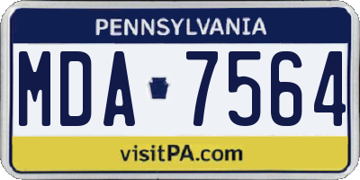 PA license plate MDA7564