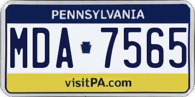 PA license plate MDA7565
