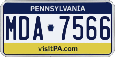 PA license plate MDA7566