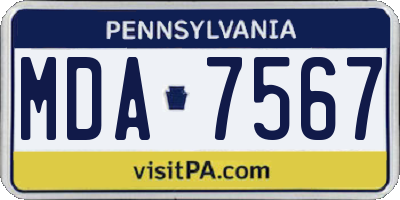 PA license plate MDA7567