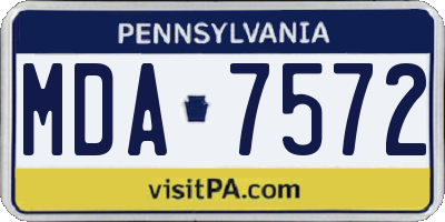 PA license plate MDA7572