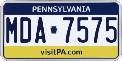 PA license plate MDA7575