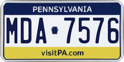 PA license plate MDA7576