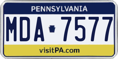 PA license plate MDA7577
