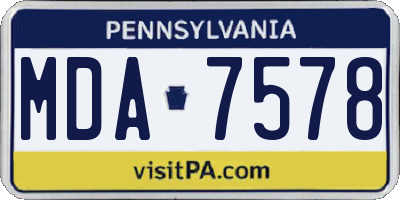 PA license plate MDA7578