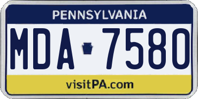 PA license plate MDA7580