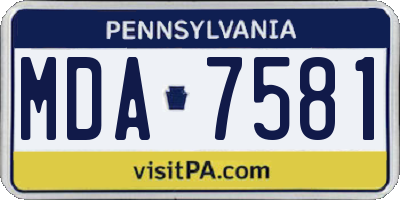 PA license plate MDA7581