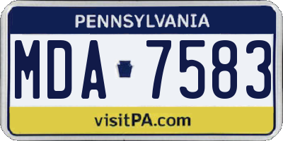 PA license plate MDA7583