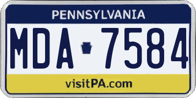 PA license plate MDA7584