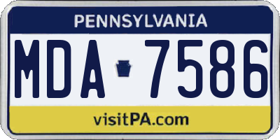 PA license plate MDA7586