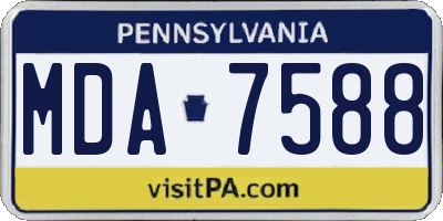 PA license plate MDA7588