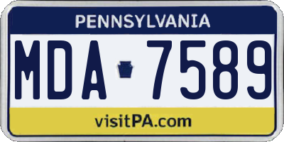 PA license plate MDA7589