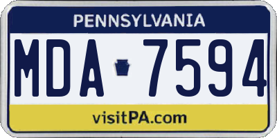 PA license plate MDA7594