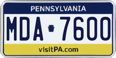 PA license plate MDA7600