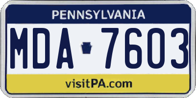 PA license plate MDA7603