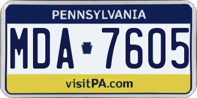 PA license plate MDA7605