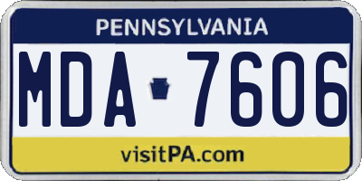 PA license plate MDA7606