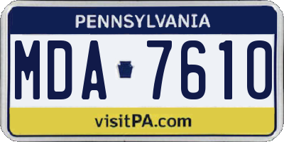 PA license plate MDA7610