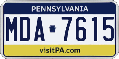 PA license plate MDA7615