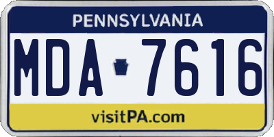PA license plate MDA7616