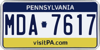 PA license plate MDA7617