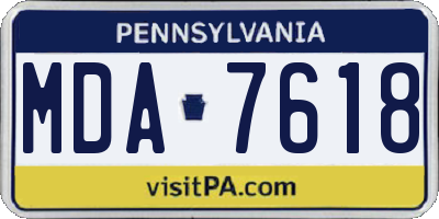 PA license plate MDA7618