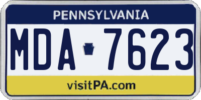 PA license plate MDA7623