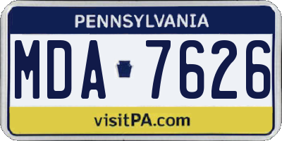 PA license plate MDA7626