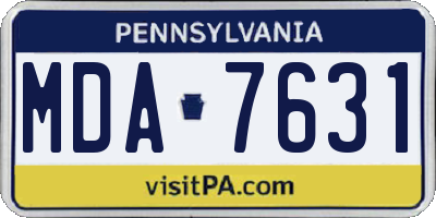PA license plate MDA7631