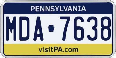 PA license plate MDA7638