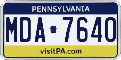 PA license plate MDA7640