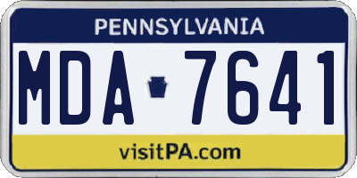 PA license plate MDA7641