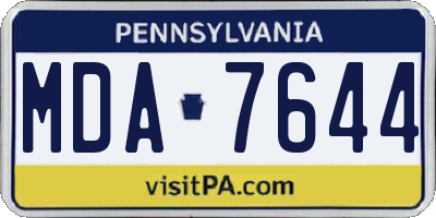 PA license plate MDA7644