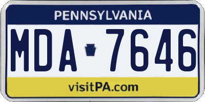 PA license plate MDA7646