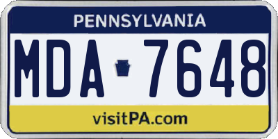PA license plate MDA7648