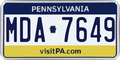 PA license plate MDA7649