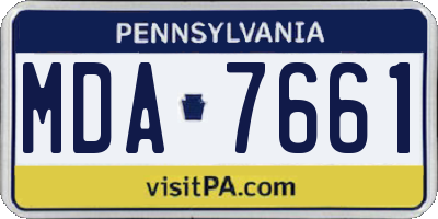 PA license plate MDA7661