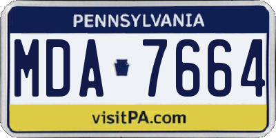 PA license plate MDA7664